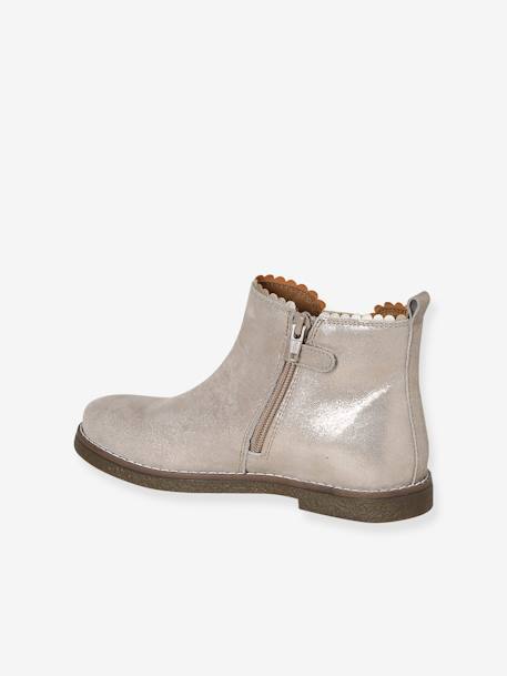 Boots enfant fille cuir élastiquées et zippées marine+or 9 - vertbaudet enfant 