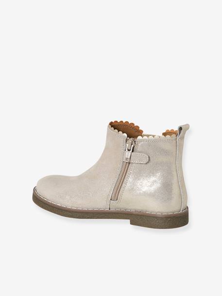 Boots enfant fille cuir élastiquées et zippées bordeaux+camel+marine+or+vert 18 - vertbaudet enfant 