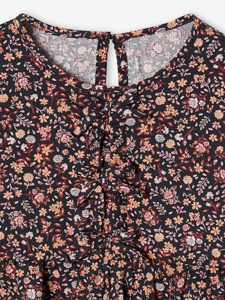 Foulard Carré Pour Fille Vertbaudet - Imprimé Fleurs Et Rayures, 100% Coton, Lavable 60°C
