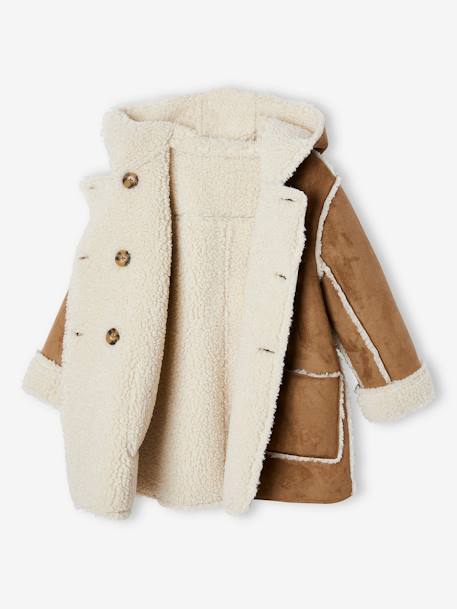 Manteau fille à capuche peau lainée réversible marron 6 - vertbaudet enfant 