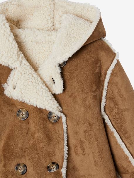 Manteau fille à capuche peau lainée réversible marron 8 - vertbaudet enfant 
