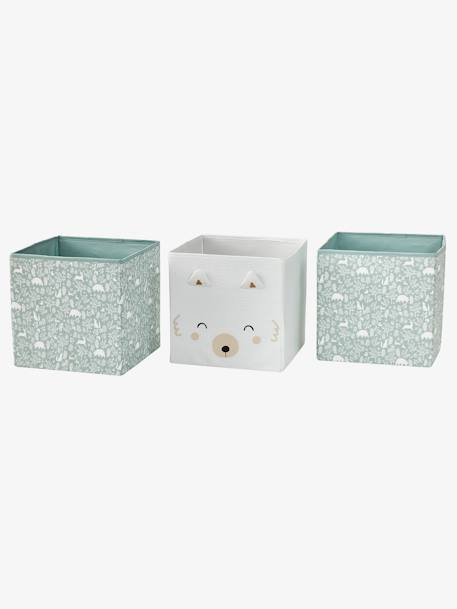Lot de 3 bacs de rangement animaux DANS LES BOIS vert sauge 2 - vertbaudet enfant 