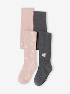 -Lot de 2 paires de collants fille à fleurs