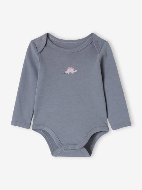 Lot 5 bodies manches longues bébé ouverture US en coton bio bleu 2 - vertbaudet enfant 