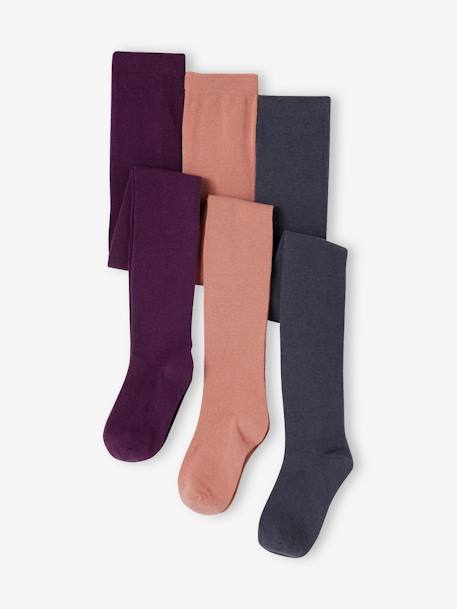 Lot de 3 paires de collants fille lot encre+Lot gris chiné moyen+marine+prune+rose poudré+vieux rose 8 - vertbaudet enfant 