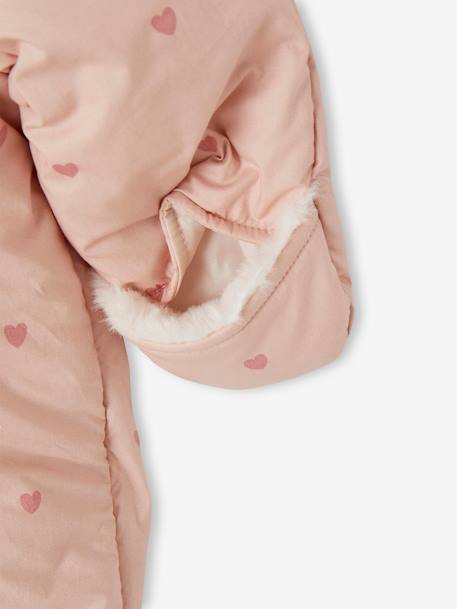 Combipilote bébé imprimée coeurs doublée fausse fourrure vieux rose 4 - vertbaudet enfant 
