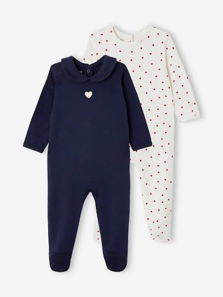 Lot de 2 pyjamas bébé fille 'coeurs' bébé naissance Lot marine 1 - vertbaudet enfant 