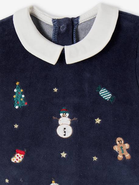 Pyjama Noël bébé garçon en velours brodé marine 3 - vertbaudet enfant 