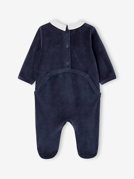 Pyjama Noël bébé garçon en velours brodé marine 2 - vertbaudet enfant 