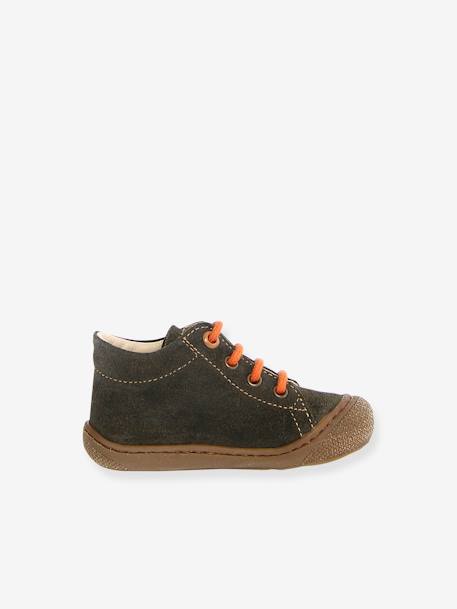 Chaussures premiers pas en suède VERT FONCE UNI 2 - vertbaudet enfant 