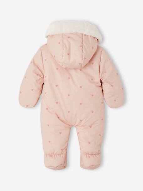 Combipilote bébé imprimée coeurs doublée fausse fourrure vieux rose 2 - vertbaudet enfant 