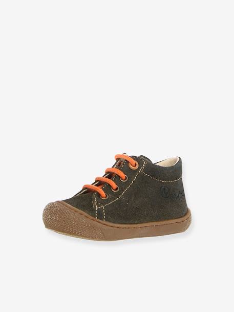 Chaussures premiers pas en suède VERT FONCE UNI 1 - vertbaudet enfant 