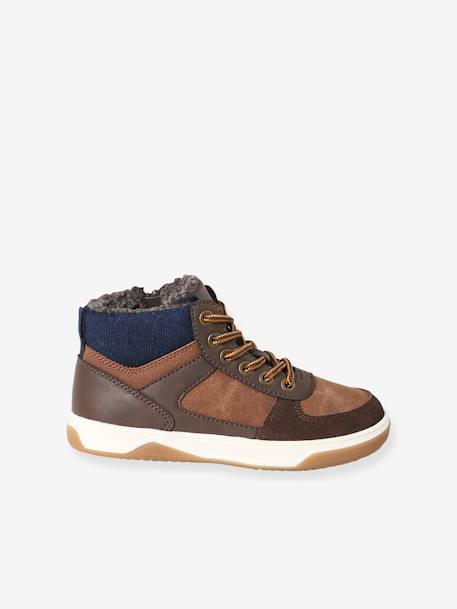 Basket montantes fourrées garçon lacets et zips marron 2 - vertbaudet enfant 