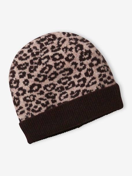 Ensemble fille léopard bonnet snood gants marron imprimé 2 - vertbaudet enfant 