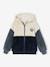 Sweat garçon zippé à capuche en sherpa coloblock bleu ardoise 2 - vertbaudet enfant 