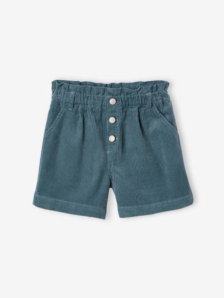 Short en velours forme paperbag fille bleu canard+cannelle+gris+mauve+vieux rose 1 - vertbaudet enfant 