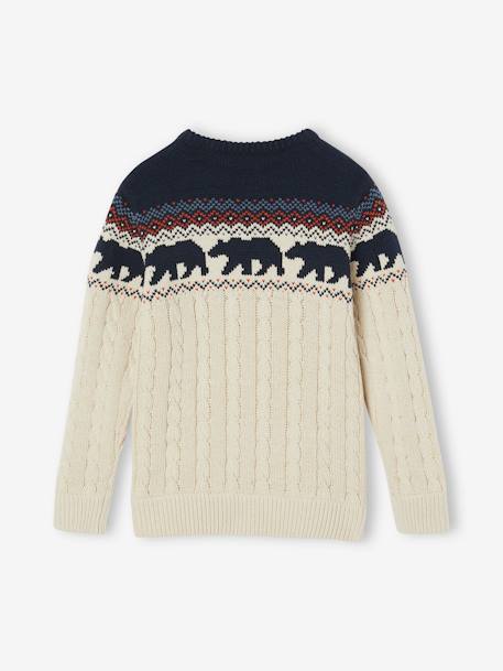 Pull Jacquard à torsade garçon blanc chiné 2 - vertbaudet enfant 