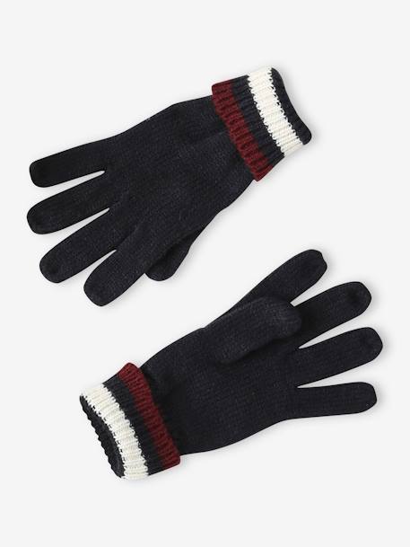 Ensemble bonnet + snood + gants en maille côtelée garçon marine 2 - vertbaudet enfant 