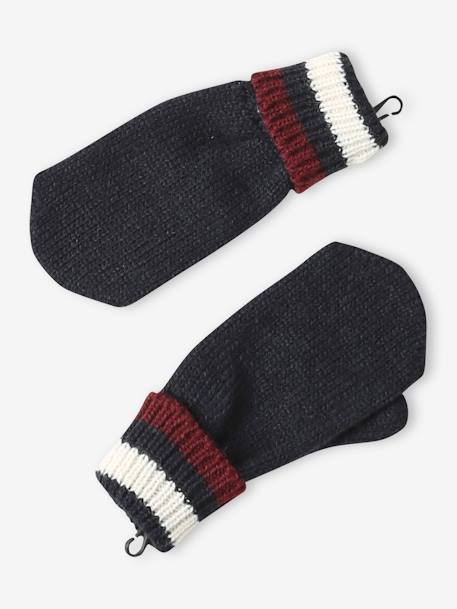 Ensemble bonnet + snood + gants en maille côtelée garçon marine 6 - vertbaudet enfant 