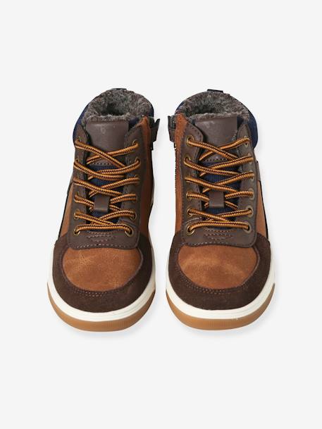 Basket montantes fourrées garçon lacets et zips marron 4 - vertbaudet enfant 