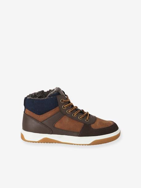 Baskets enfant garçon synthétiques montantes élastiquées et zippées marron 2 - vertbaudet enfant 