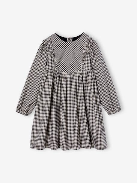 Robe vichy à volants fille carreaux gris+olive 2 - vertbaudet enfant 