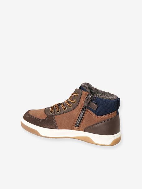 Basket montantes fourrées garçon lacets et zips marron 3 - vertbaudet enfant 