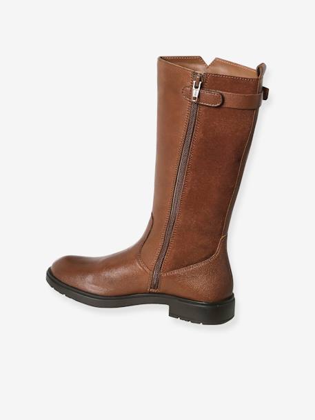 Boots cavalière enfant fille cuir zippées marron 3 - vertbaudet enfant 