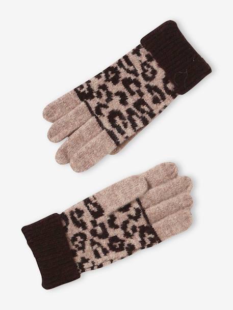 Ensemble fille léopard bonnet snood gants marron imprimé 4 - vertbaudet enfant 