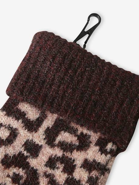 Ensemble fille léopard bonnet snood gants marron imprimé 6 - vertbaudet enfant 