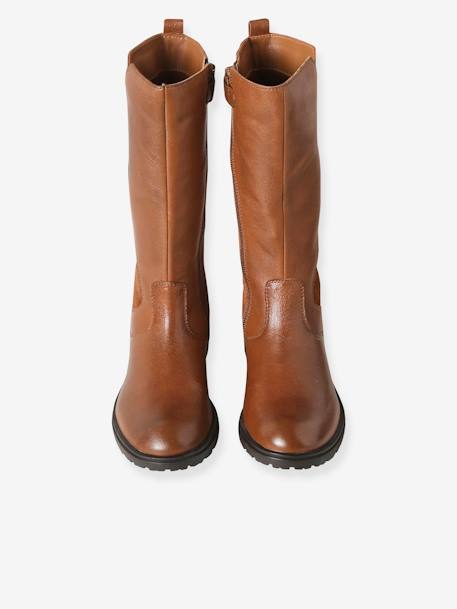 Boots cavalière enfant fille cuir zippées marron 4 - vertbaudet enfant 