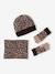 Ensemble fille léopard bonnet snood gants marron imprimé 1 - vertbaudet enfant 