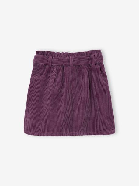 Jupe fille velours style paperbag beige doré+bleu grisé+olive+prune 14 - vertbaudet enfant 