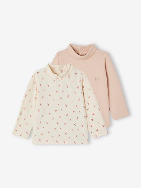 Lot de 2 t-shirts col roulé bébé marine+rose pâle 7 - vertbaudet enfant 