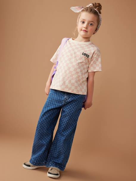 Pantalon fille large motifs fantaisie bleu foncé+denim gris 7 - vertbaudet enfant 