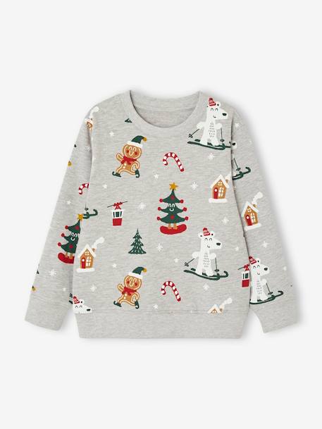 Sweat garçon noël motifs ludiques gris chiné 1 - vertbaudet enfant 