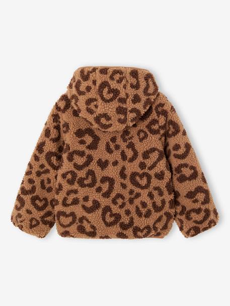 Veste fille à capuche sherpa imprimée léopard marron imprimé 4 - vertbaudet enfant 
