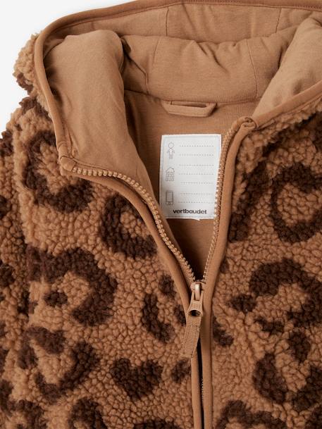Veste fille à capuche sherpa imprimée léopard marron imprimé 5 - vertbaudet enfant 
