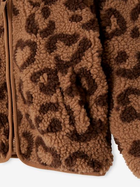 Veste fille à capuche sherpa imprimée léopard marron imprimé 6 - vertbaudet enfant 