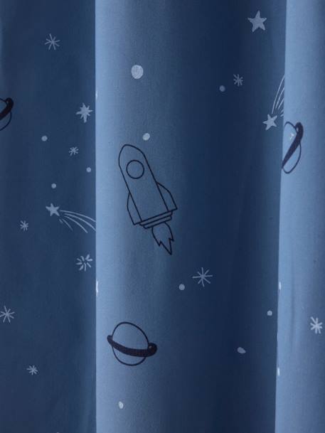 Rideau à œillets occultant phosphorescent imprimé planètes bleu 6 - vertbaudet enfant 