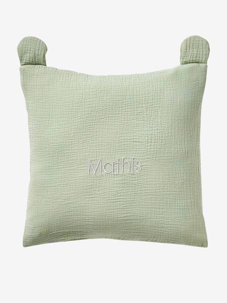 Coussin animal en gaze de coton personnalisable cannelle+rose+vert sauge 18 - vertbaudet enfant 