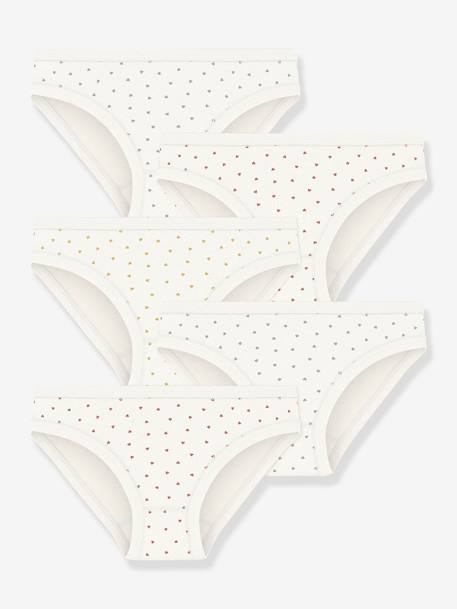 Lot 5 culottes petits coeurs blanc imprimé 1 - vertbaudet enfant 