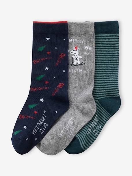 Coffret de 3 paires de chaussettes Noël garçon bleu nuit 3 - vertbaudet enfant 
