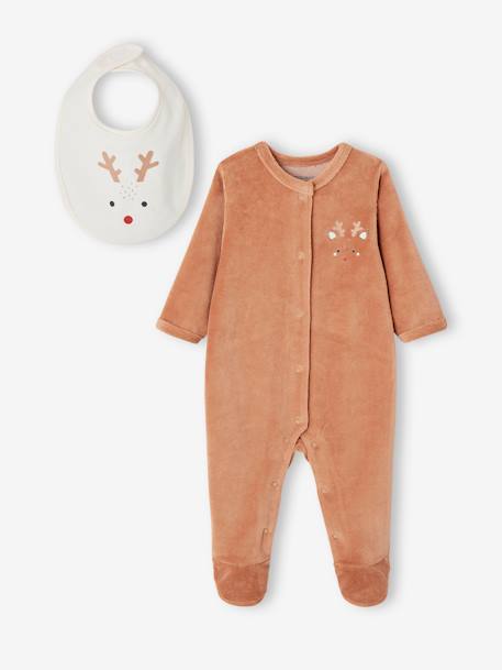 coffret Noël pyjama bébé et bavoir renne noix de pécan 9 - vertbaudet enfant 