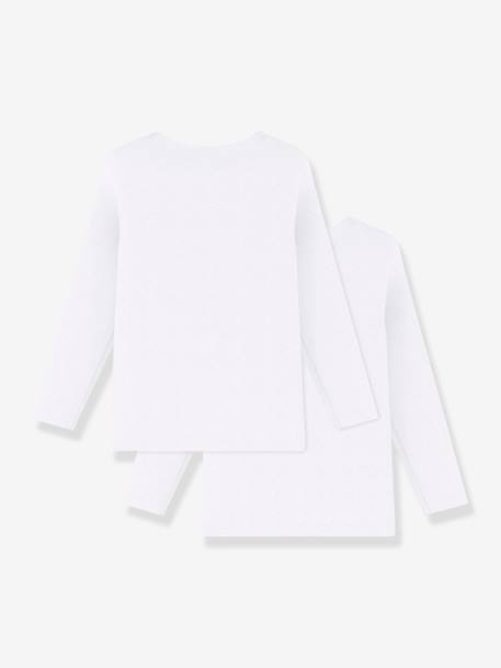 Lot de 2 tee-shirts manches longues blancs blanc 2 - vertbaudet enfant 