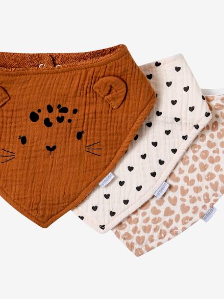 Lot 3 bavoirs bandanas en gaze de coton / éponge Lovely Leo+rose grenier 5 - vertbaudet enfant 