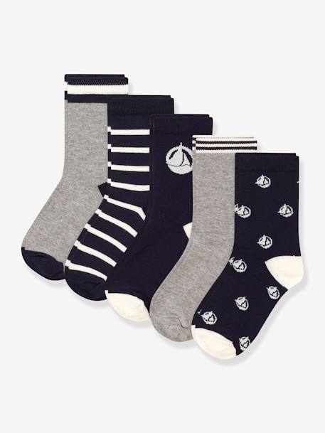 Lot de 5 paires de chaussettes garçon gris chiné 1 - vertbaudet enfant 