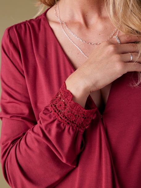Tee-shirt grossesse effet blouse croisé devant bordeaux 5 - vertbaudet enfant 
