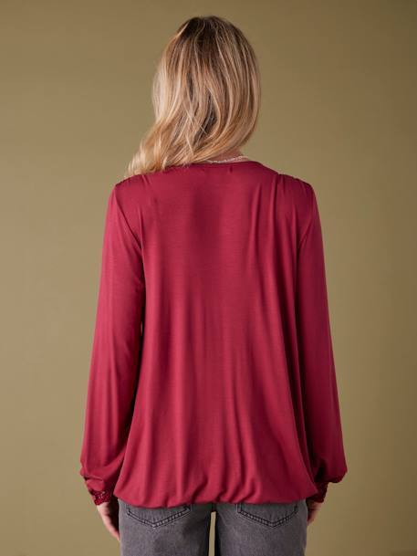 Tee-shirt grossesse effet blouse croisé devant bordeaux 3 - vertbaudet enfant 