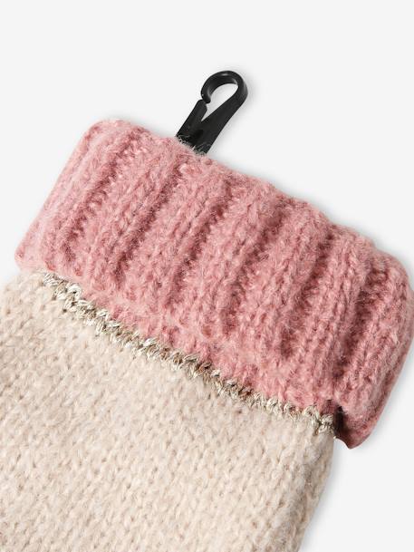 Ensemble bonnet snood moufles/mitaines colorblock fille rayé rose+vert d'eau 7 - vertbaudet enfant 